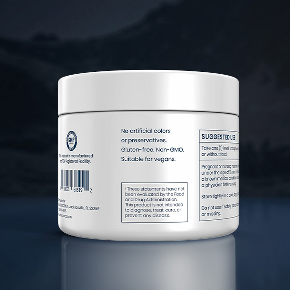 White jar with label on a dark background