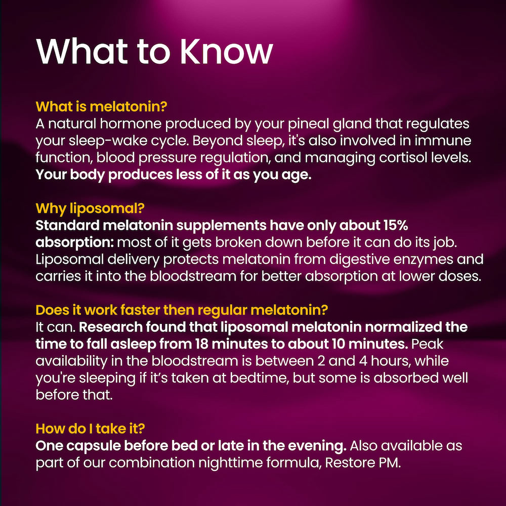 Information about melatonin on a purple background