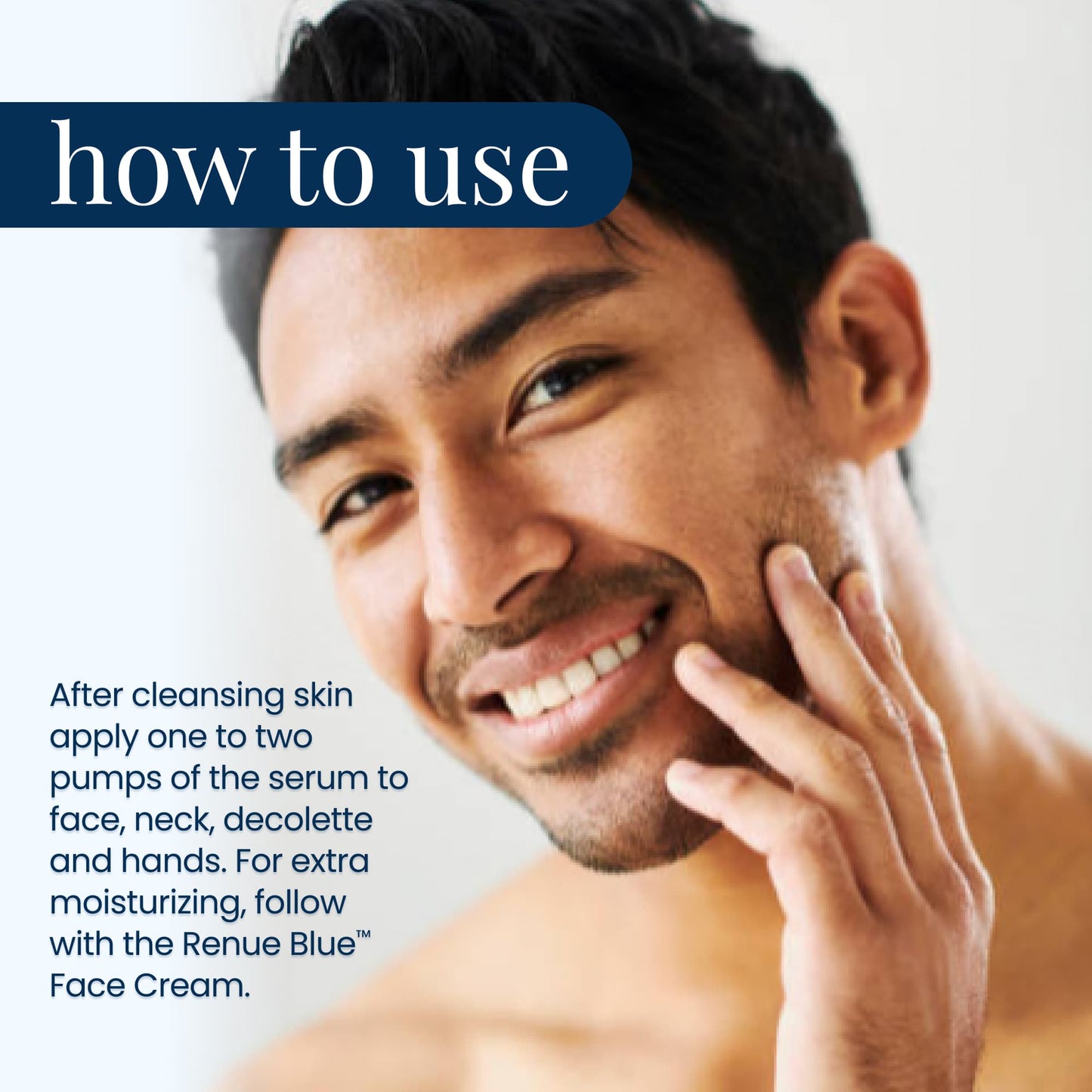 Renue Blue™ 面部和手部精华液，含亚甲蓝、谷胱甘肽、NAD⁺、NMN、NR（脂质体） 