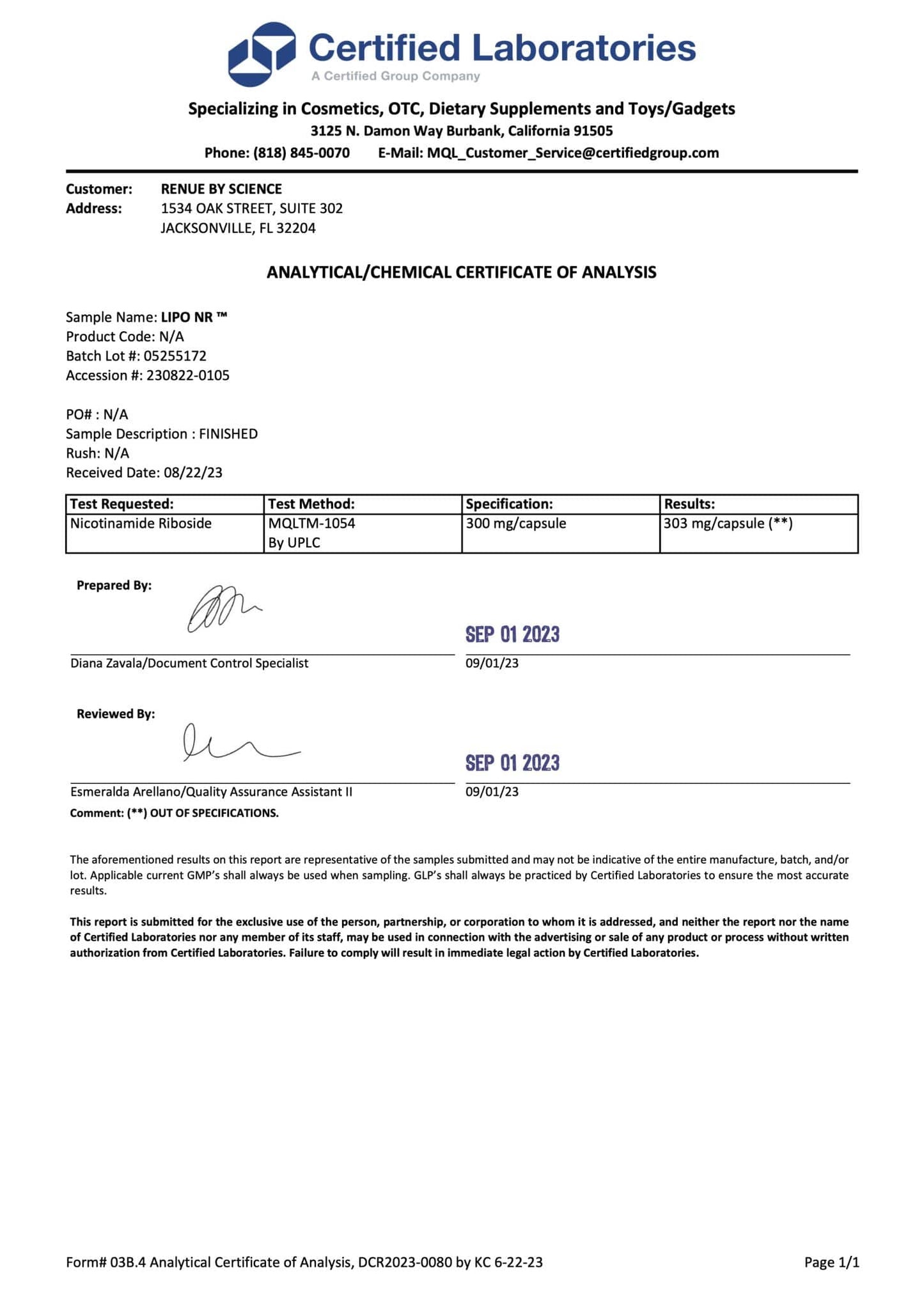 NR (Nicotinamide Riboside, Liposomal) 300 mg BACKORDERED Ships March 31st