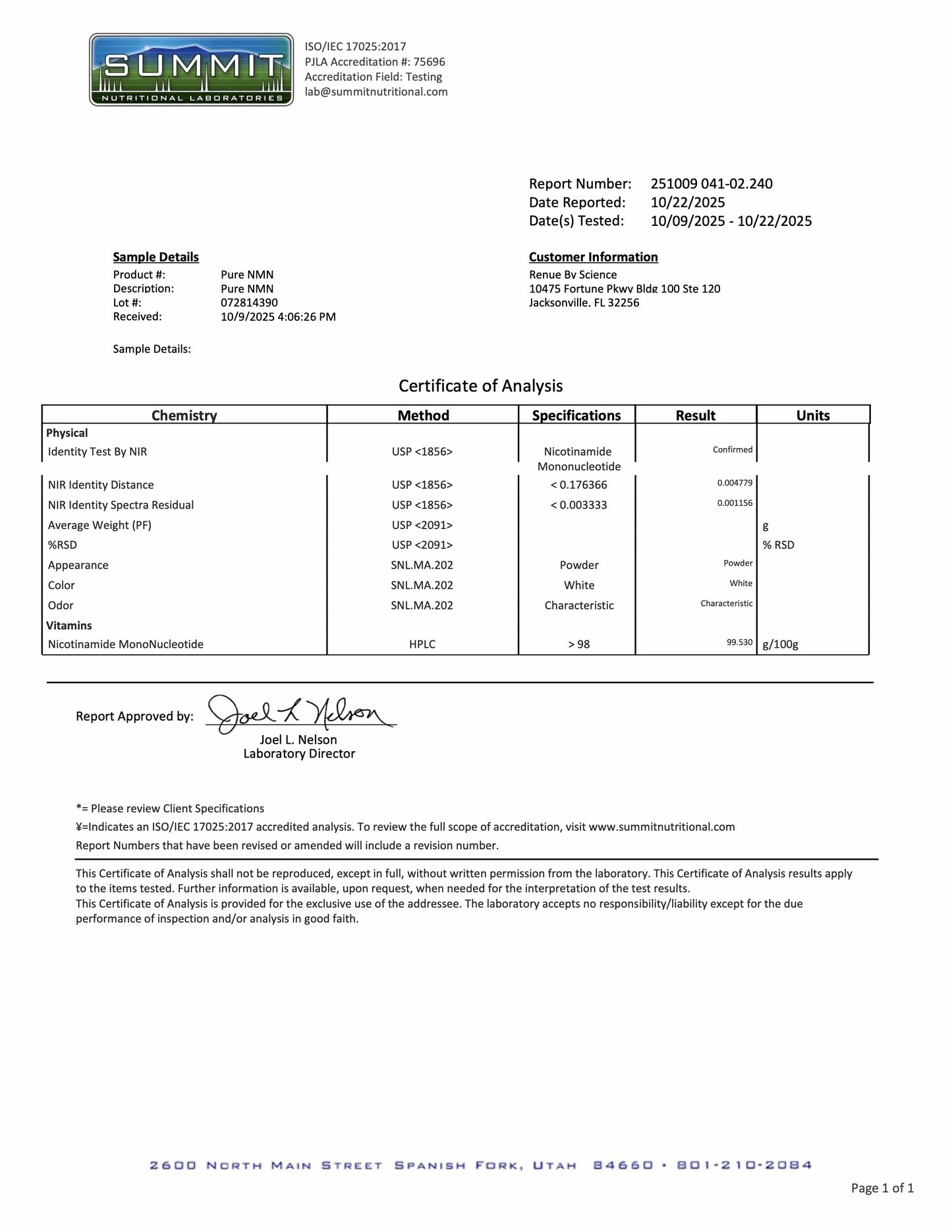 NMN (Nicotinamide Mononucleotide) Pure Powder